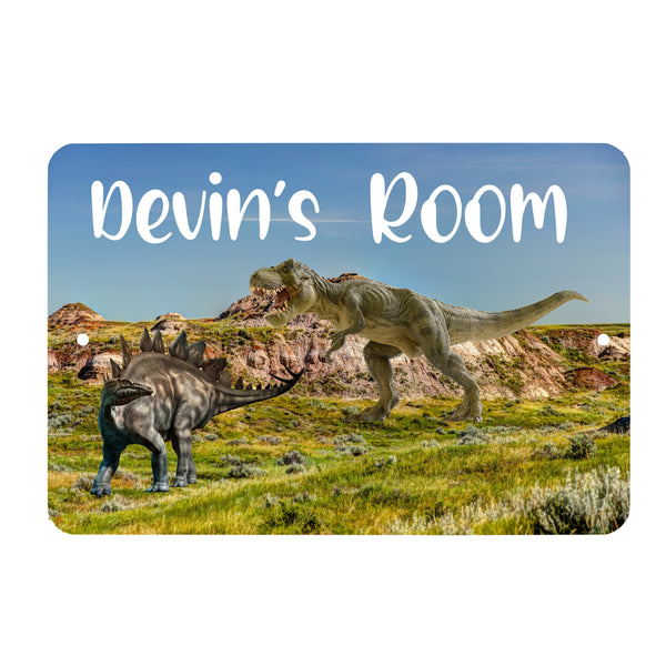 Custom Personalized Dinosaur Metal Room Sign - Children's - Child's - Aluminum Door Sign - Wall - Kid Room - Study - School - Education - play