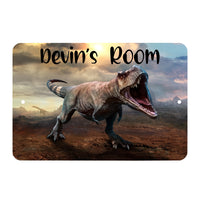 Custom Personalized Dinosaur Metal Room Sign - Children's - Child's - Aluminum Door Sign - Wall - Kid Room - Study - Dino - T Rex - play