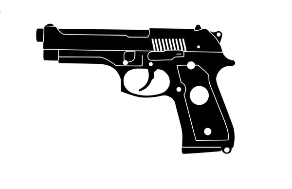 Hand Gun Pistol vinyl decal - For Cars, Laptops, Sticker, Mirrors, etc.