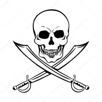 Skull and Swords Vinyl Decal - For Cars, Laptops, Sticker, Mirrors, etc.