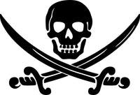 Pirate Skull and Swords Vinyl Decal - For Cars, Laptops, Sticker, Mirrors, etc.