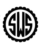 Scalloped Monogram vinyl decal - For Cars, Laptops, Sticker, Mirrors, etc.