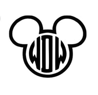 Disney Mickey Ears Monogram vinyl decal - For Cars, Laptops, Sticker, Mirrors, etc.