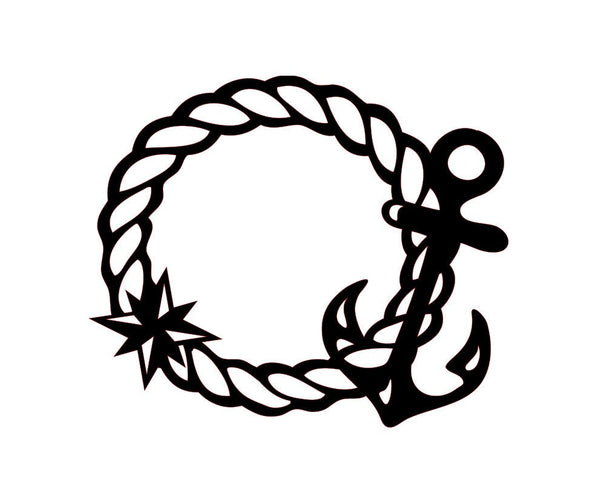 Rope and anchor circle vinyl decal - For Cars, Laptops, Sticker, Mirrors, etc.