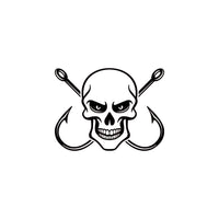 Fishing Skull and Hooks Vinyl Decal - For Cars, Laptops, Mirrors, etc.