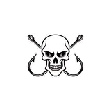 Fishing Skull and Hooks Vinyl Decal - For Cars, Laptops, Mirrors, etc.