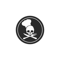 Chef Skull with Fork and Knife in circle Vinyl Decal - For Cars, Laptops, Mirrors, etc.