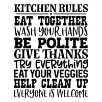 Kitchen Rules - Kitchen decor Saying Vinyl Decal - For Signs, Laptops, Mirrors, etc.