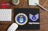 Custom Personalized US Air Force Mouse Pad - Military Mousepad - Rank Mouse mat - Custom office - Gift - Computer Accessories - Personalize