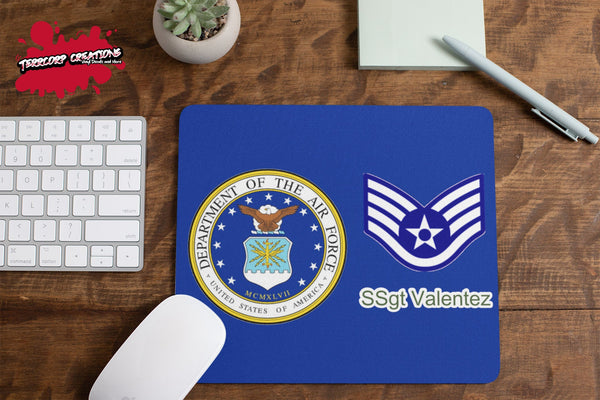 Custom Personalized US Air Force Mouse Pad - Military Mousepad - Rank Mouse mat - Custom office - Gift - Computer Accessories - Personalize