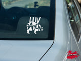 Luv Bacon vinyl decal - For Cars, Laptops, Water Bottles, Books, Flat Surfaces, Sticker, Mirrors, etc. - Monster - Love - Bacon - Pig
