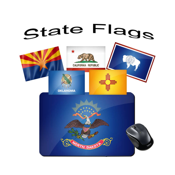 State Flag Mouse Pad - Mouse Mat - Personalize - able - Custom - Man Cave - She Shed - Kids Room - USA - Home Computer Accessories - Work