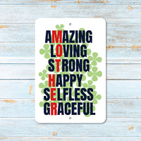 Amazing MOTHER metal sign - Mom - Aluminum Door Sign - Wall Metal Sign - Kid's Room - Study - Happy - Loving - Strong - Graceful - Selfless