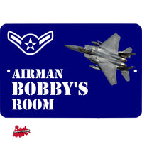 Custom Personalized Kid's Air Force Metal Room Sign - Children's - Child's - Aluminum Door Sign - Wall - Room - Military - Play Room - Jet