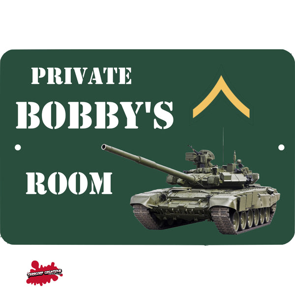 Custom Personalized Kid's Army Metal Room Sign - Children's - Child's - Aluminum Door Sign - Wall - Room - Military - Play Room - Tank