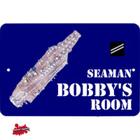 Custom Personalized Kid's Navy Metal Room Sign - Children's - Child's - Aluminum Door Sign - Wall - Room - Military - Play Room -  Carrier