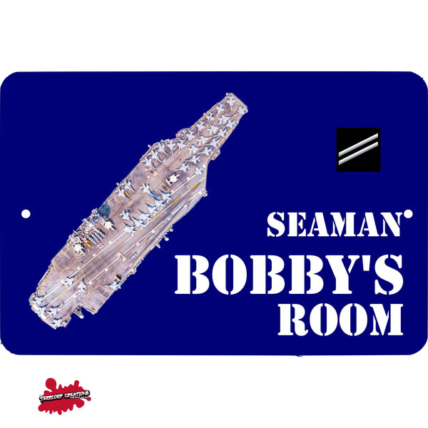 Custom Personalized Kid's Navy Metal Room Sign - Children's - Child's - Aluminum Door Sign - Wall - Room - Military - Play Room -  Carrier