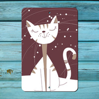 Cat in Snow metal sign - Wall Decor - Aluminum Door Sign - Wall Metal Sign - Kid's Room - Study - Novelty - Alien - Animal - Funny - Humor