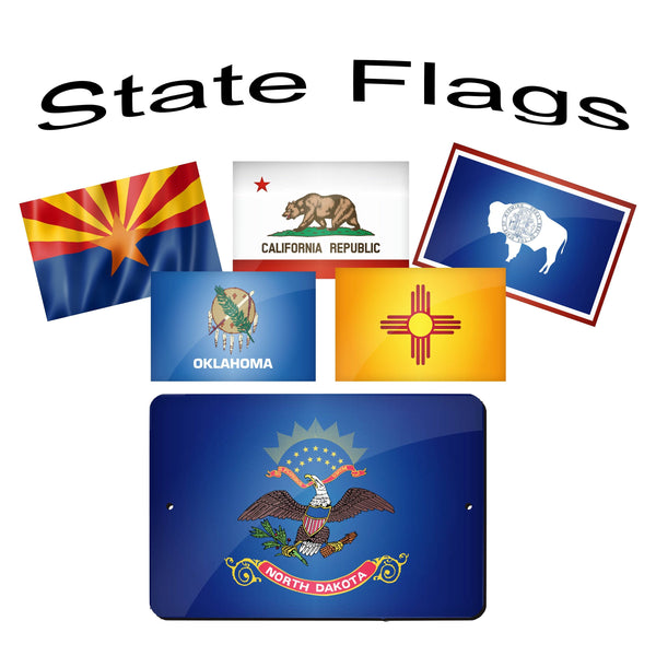 State Flag Aluminum Signs - Home Decor - Personalize - able - Custom - Man Cave - She Shed - Kids Room - USA - Wall Art - Picture - Home