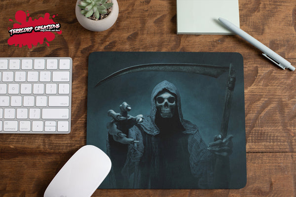 Grim Reaper Mouse Pad - Dark Gothic Mousepad - Scary Mouse Mat - Custom Office - Gift Idea - Novelty computer - Goth - Biker - Skulls