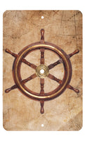 Pirate Ship's Wheel with Map metal sign - Wall Decor - Aluminum Door Sign - Wall Metal Sign - Kid's Room - Study - Man Cave - Wall Art