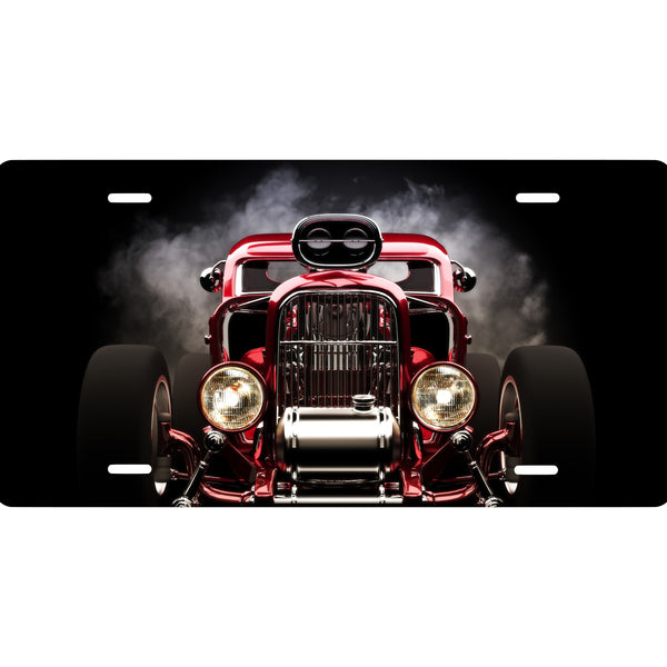 Hot Rod Burnout Novelty Front License Plate - Car - Hotrod - decorative auto tag - Wall Decor - Sign - Room Art Sign - Man Cave - She Shed