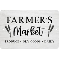 Farmers Market Wood Look metal sign - Wall Decor - Aluminum Door Sign - Kid's Room - inspirational - Man Cave - She Shed - Rustic Home Art