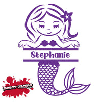 Mermaid Split Name Vinyl Decal - Custom - Personalized - Mythical Mermaids - For Canvas, Cars, Laptops, Mugs, Cup, Sticker, Mirrors, etc.