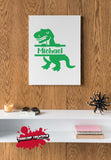 Dinosaur Split Name Vinyl Decal - Custom - Personalized - T Rex - Name Decal - For Canvas, Cars, Laptops, Mugs, Cup, Sticker, Mirrors, etc.