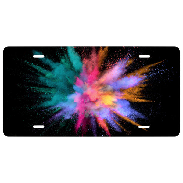 Personalized Custom "Color Explosion"  Novelty Front License Plate - Skull - Colorful - Fun - Pow - decorative auto tag - Wall Decor - Sign