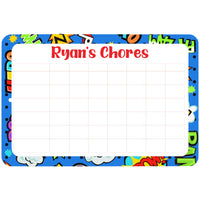 Personalized Custom Chore Chart Dry Erase metal sign - Aluminum Door Sign - Wall Metal Sign - Kid's Room - Study - Daily / Weekly Chores