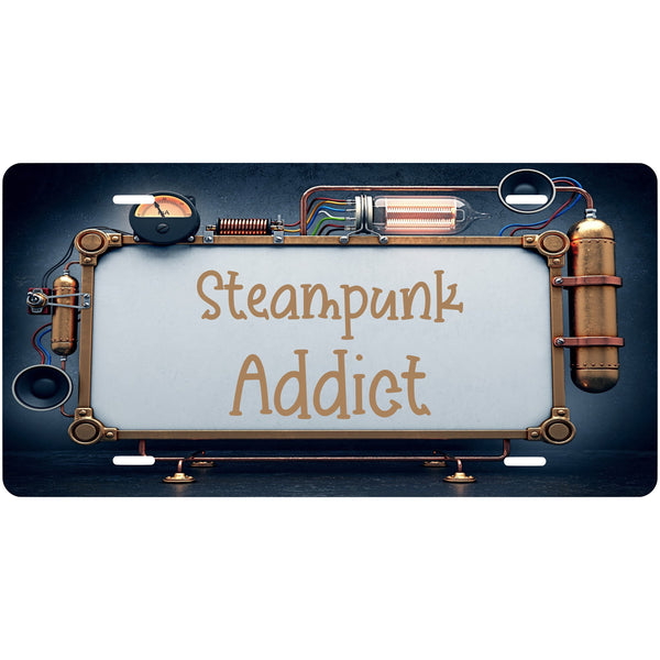 Personalized Custom Steam Punk Novelty Front License Plate - Steampunk - decorative auto tag - Wall Decor - Sign - Room Art Sign - Metal