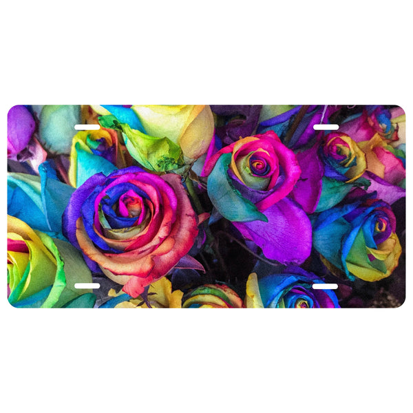 Personalized Custom "Colorful Roses"  Novelty Front License Plate - Rose - Colorfull - Flowers - Decorative Auto Tag - Wall Decor - Sign