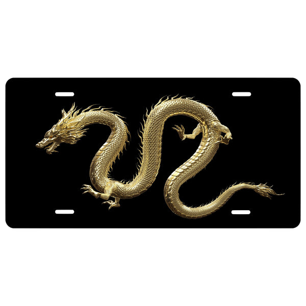 Personalized Custom Golden Dragon Novelty Front License Plate - Luck - decorative auto tag - Wall Decor - Sign - Prosperity - Wealth