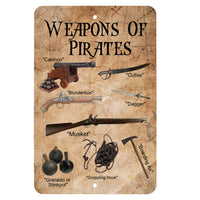 Pirate Weapons metal sign - Wall Decor - Aluminum Door Sign - Wall Metal Sign - Kid's Room - Study - Pirates - Caribbean - Man Cave -  Art