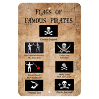 Flags of Famous Pirates Metal Sign - Wall Decor - Aluminum Door Sign - Wall Metal Sign - Kid's Room - Study - Pirate - Caribbean - Man Cave