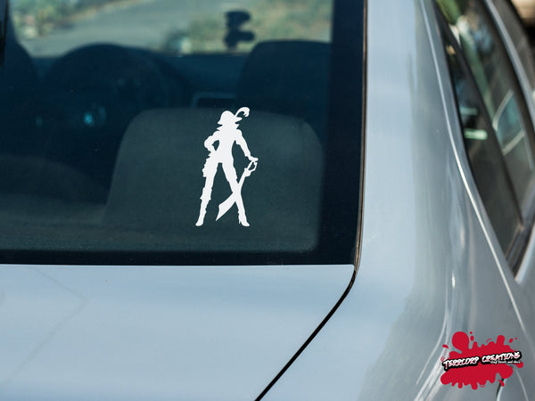 Female Pirate Silhouette Vinyl Decal - For Cars | Laptops | Mugs | Sticker | Mirrors | Books etc. - Caribbean | Pirates | Women | Anne Bonny