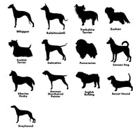 Dog Silhouettes vinyl decal - 61 breeds to choose from | add your pet's name for free |  For Cars, Laptops, Sticker, Mirrors, dog house, etc