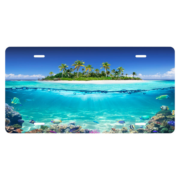 Personalized Custom Island Underwater Beach  Novelty Front License Plate - Caribbean - decorative tag - Wall Decor - Sign - Calming - Sand