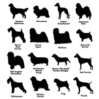 Dog Silhouettes vinyl decal - 61 breeds to choose from | add your pet's name for free |  For Cars, Laptops, Sticker, Mirrors, dog house, etc