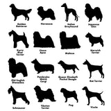 Dog Silhouettes vinyl decal - 61 breeds to choose from | add your pet's name for free |  For Cars, Laptops, Sticker, Mirrors, dog house, etc